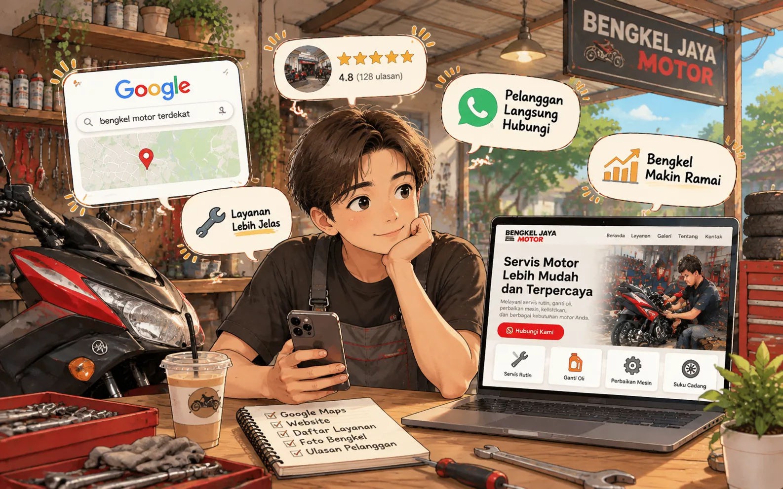 Punya Bengkel Motor? Ini Cara Biar Bengkelmu Lebih Mudah Ditemukan Pelanggan