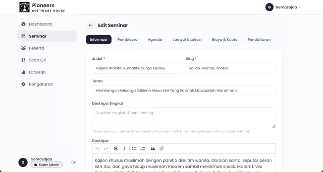 Sistem Manajemen Pendaftaran Seminar