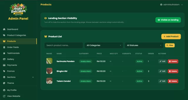 Profil bisnis dan whatsapp ordering system