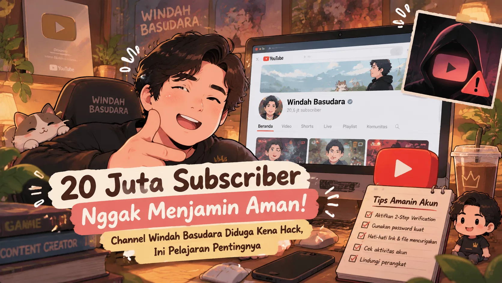 20 Juta Subscriber! Channel Windah Basudara Diduga Kena Hack, Ini Pelajaran Pentingnya